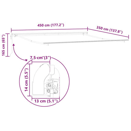 Markiseramme Hvid 450 × 350 cm Aluminium