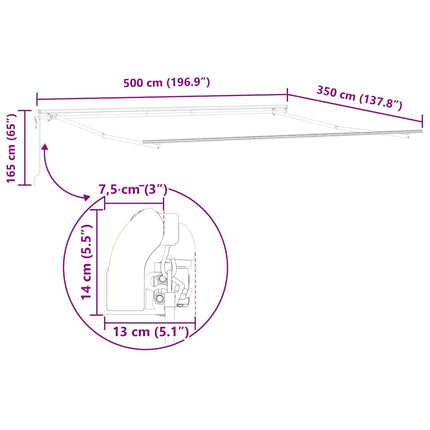 Markiseramme Hvid 500 × 350 cm Aluminium