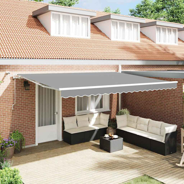 Markiseramme med LED -strimmellys Hvid 450 × 300 cm Aluminium