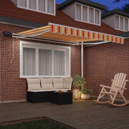 Elektrisk markiseramme med LED og sensor 6 x 3 m Hvid