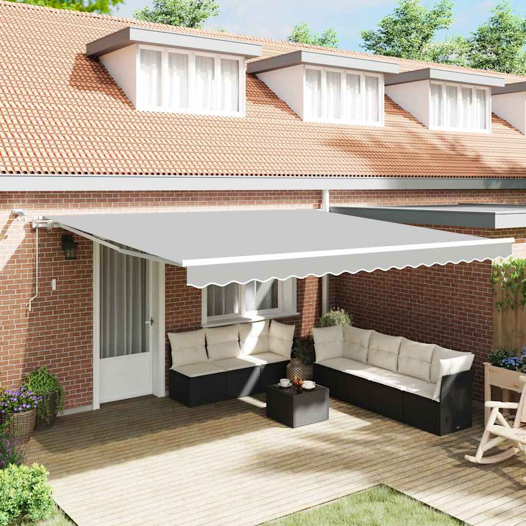 Markiseramme med LED -strimmellys Hvid 400 × 350 cm Aluminium