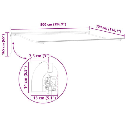 Markiseramme Antracit 500 × 300 cm Aluminium