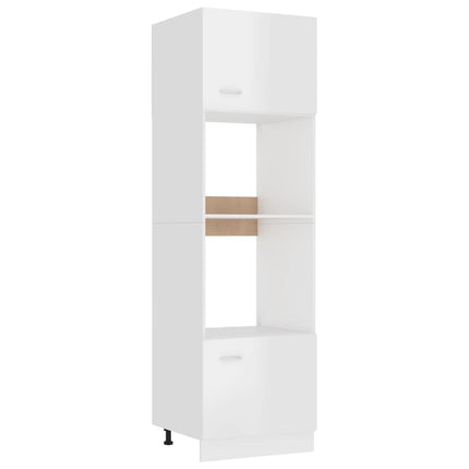 mikrobølgeovnsskab "Lyon" højglans hvid 60x57x207 cm konstrueret træ