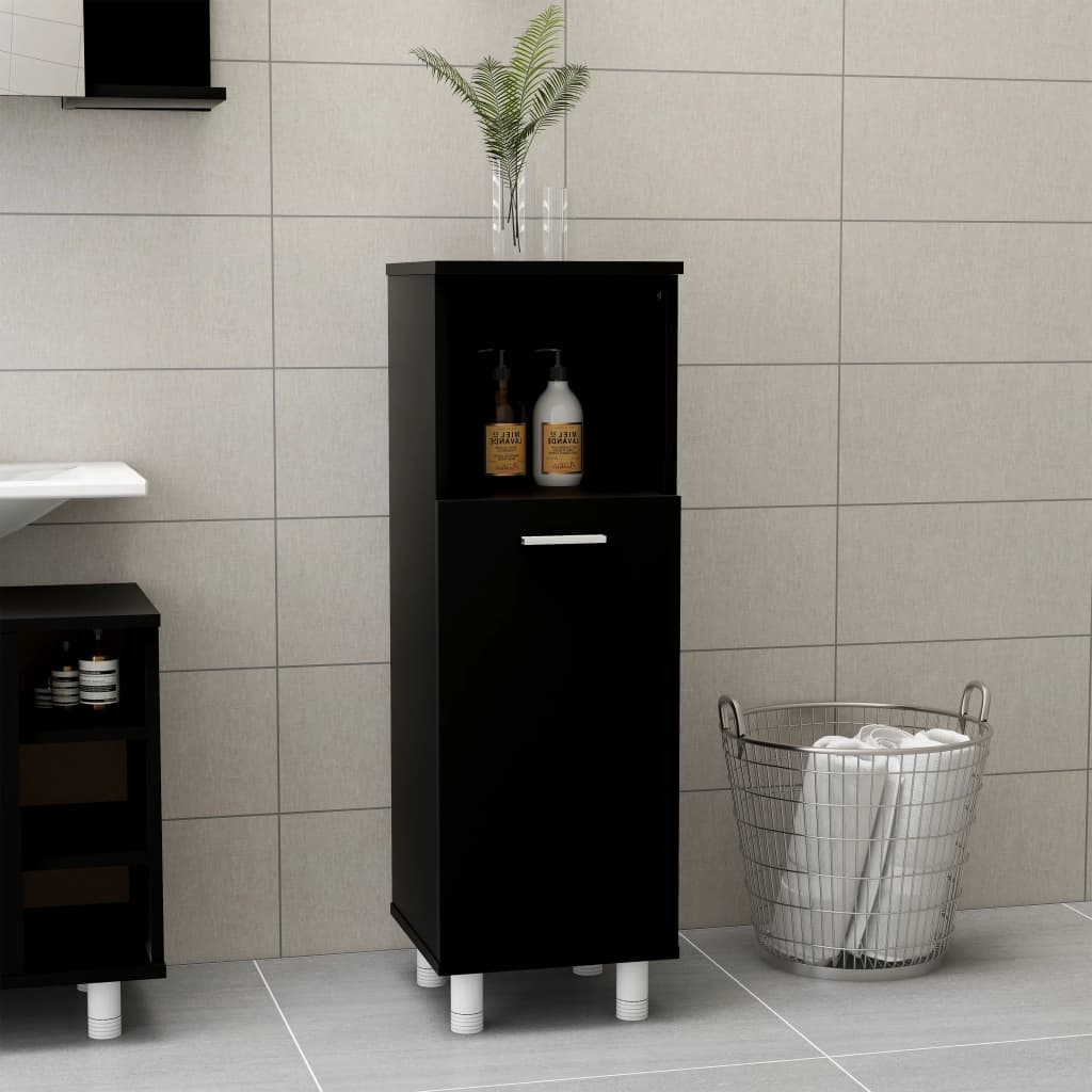 badeværelsesskab 30x30x95 cm konstrueret træ sort billede