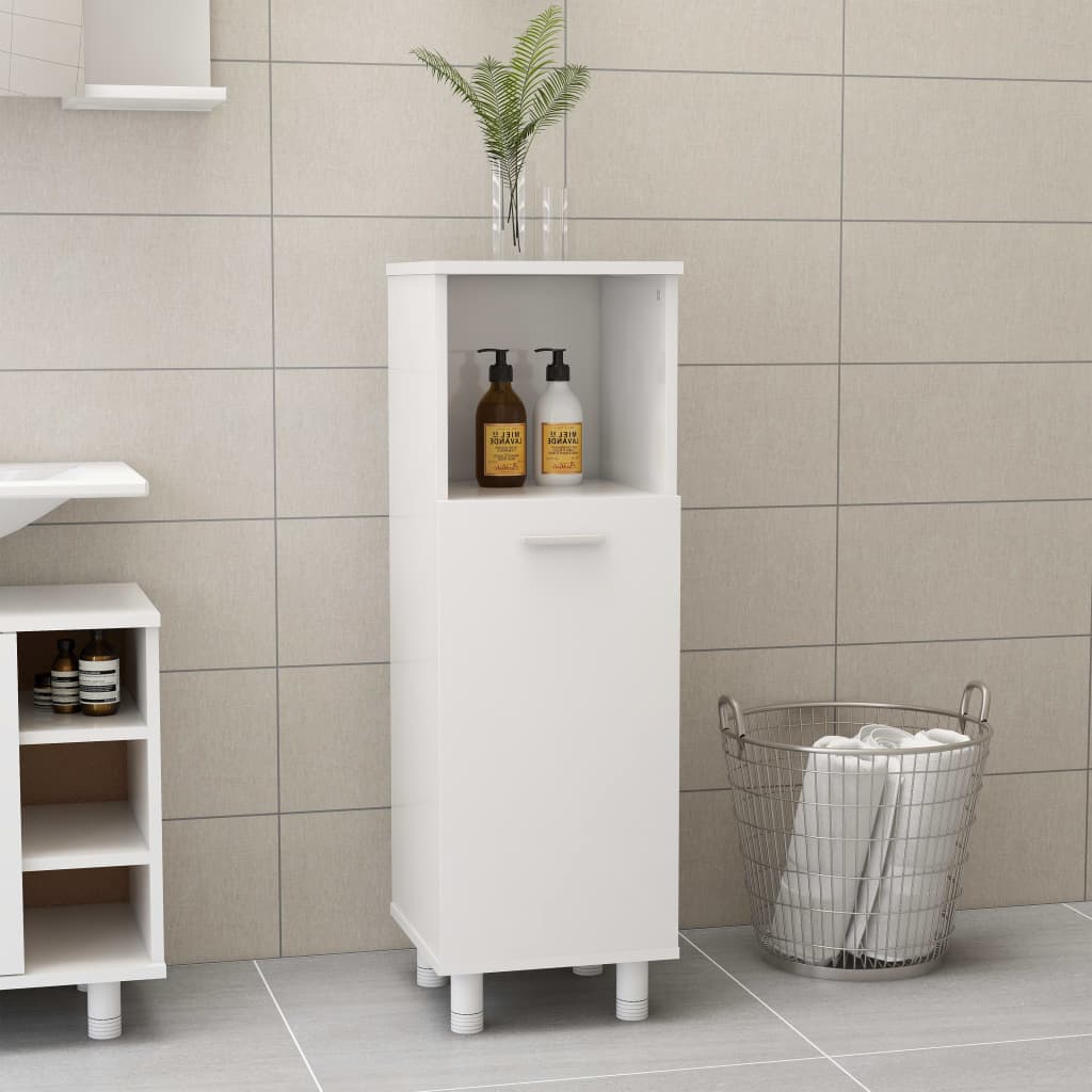badeværelsesskab 30x30x95 cm konstrueret træ hvid højglans billede
