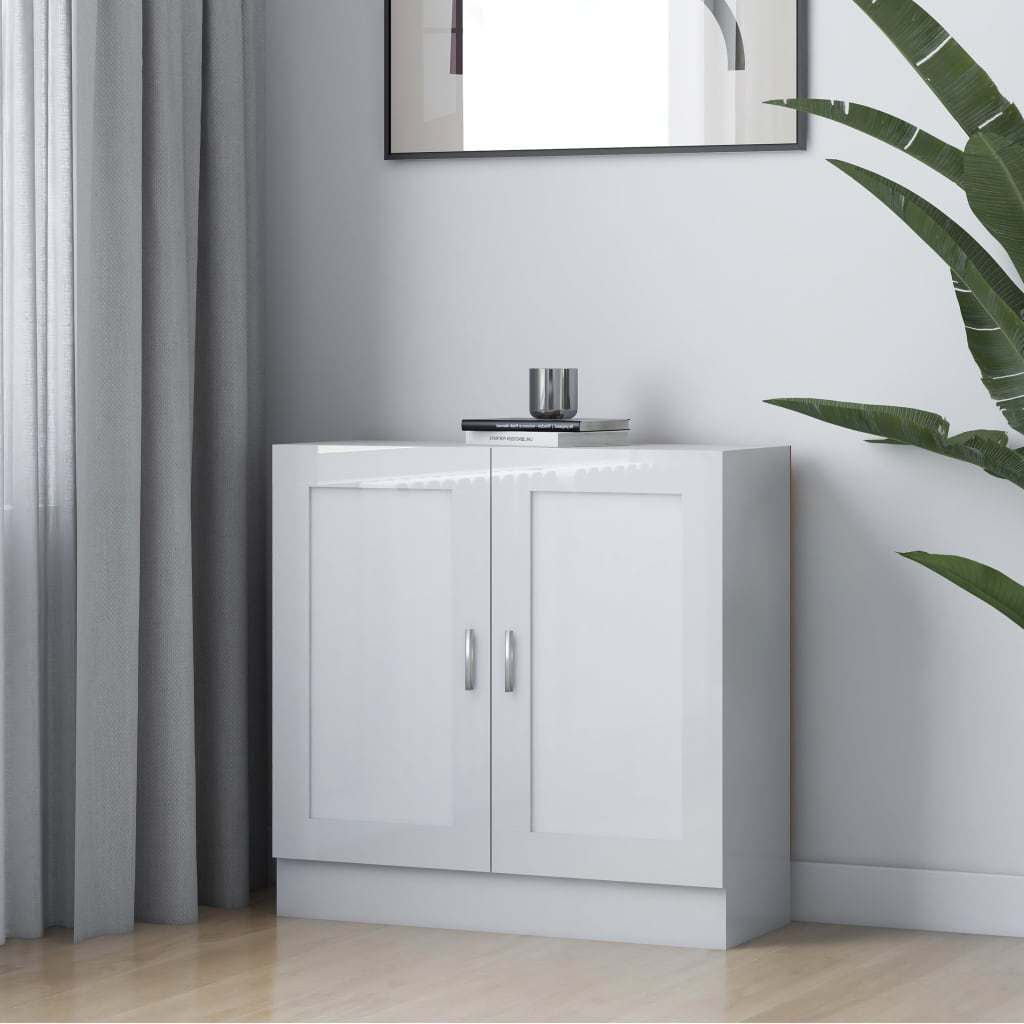 bogreol 82,5x30,5x80 cm konstrueret træ hvid højglans billede