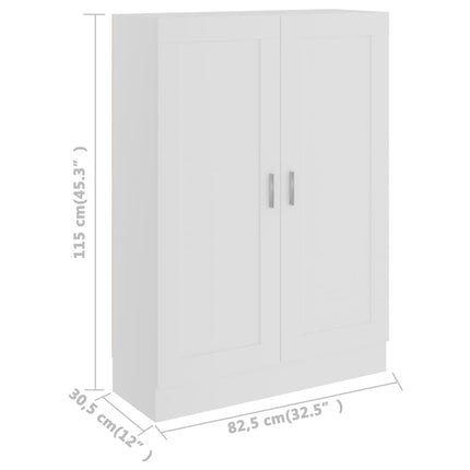 bogskab 82,5x30,5x115 cm konstrueret træ hvid