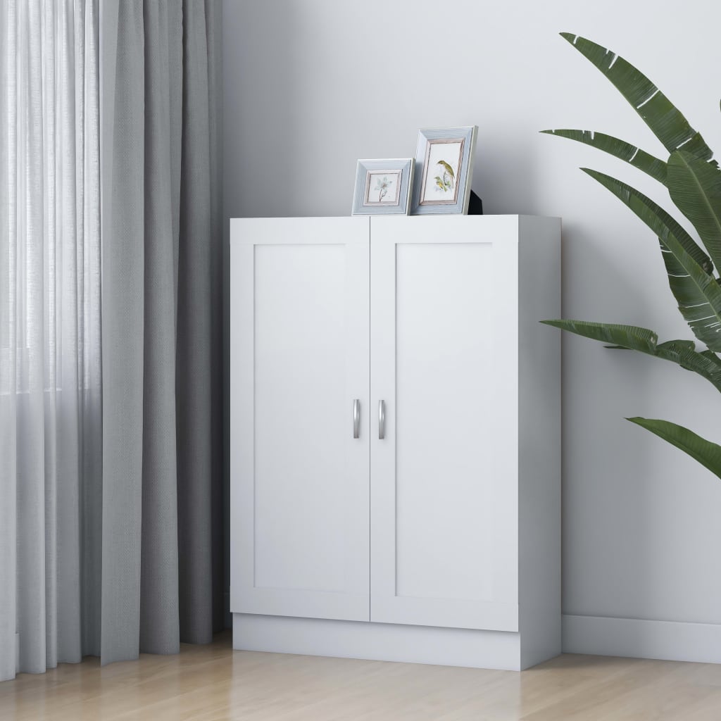 Bogskab med låger - 82,5×30,5×115 cm, hvid konstrueret træ