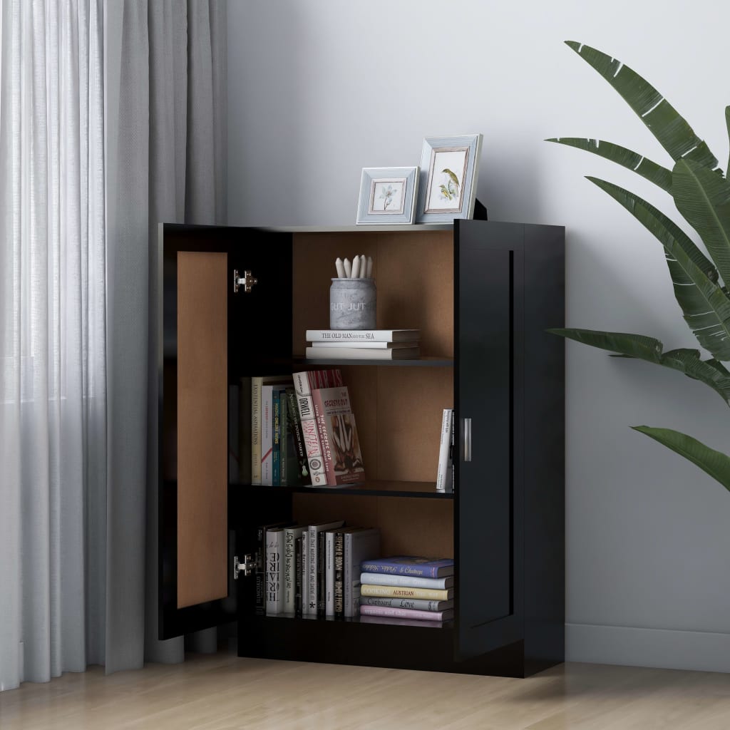 bogskab 82,5x30,5x115 cm konstrueret træ sort