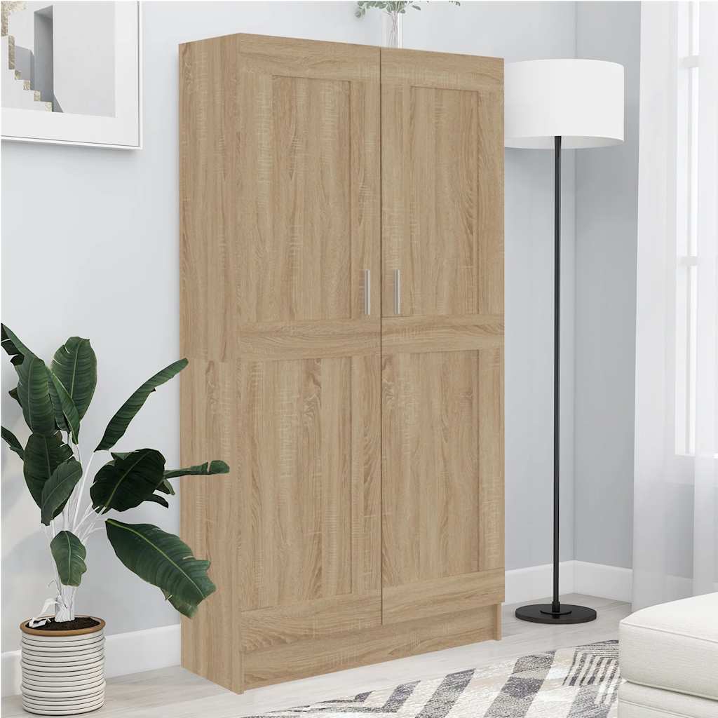Bogreol med låger 82,5×30,5×150 cm - konstrueret træ i sonoma-eg