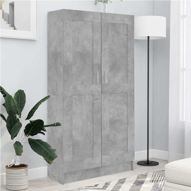 bogreol 82,5x30,5x150 cm konstrueret træ betongrå