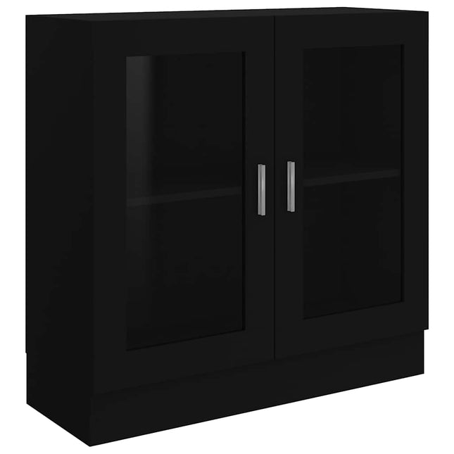 vitrineskab 82,5x30,5x80 cm konstrueret træ sort