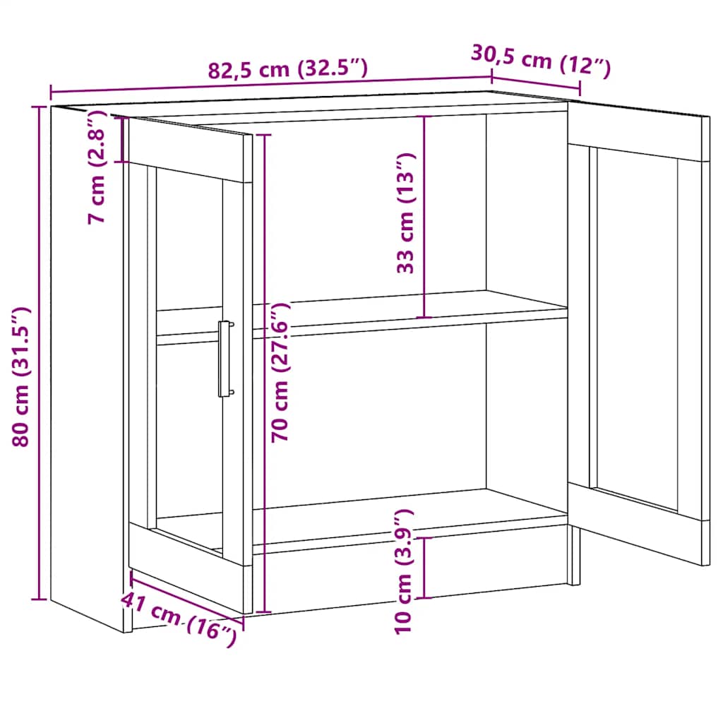 vitrineskab 82,5x30,5x80 cm konstrueret træ sort