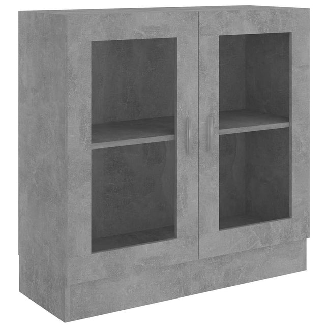 vitrineskab 82,5x30,5x80 cm konstrueret træ betongrå
