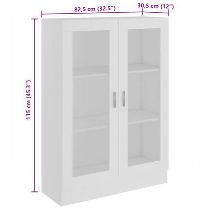 vitrineskab 82,5x30,5x115 cm spånplade hvid