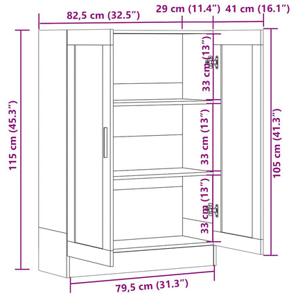 vitrineskab 82,5x30,5x115 cm konstrueret træ sonoma-eg