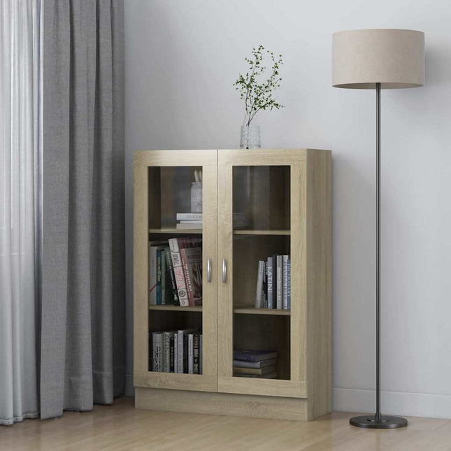 vitrineskab 82,5x30,5x115 cm konstrueret træ sonoma-eg