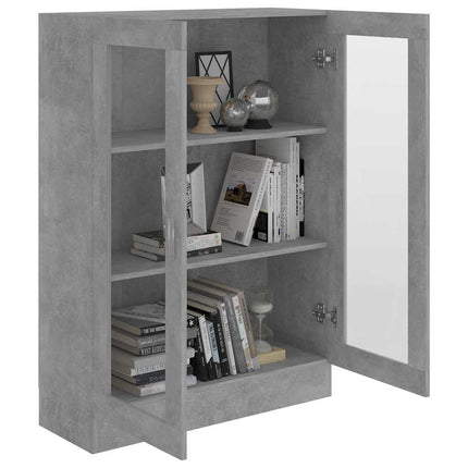 vitrineskab 82,5x30,5x115 cm konstrueret træ betongrå