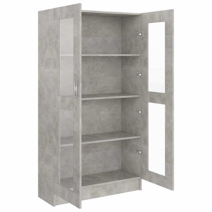 vitrineskab 82,5x30,5x150 cm konstrueret træ betongrå