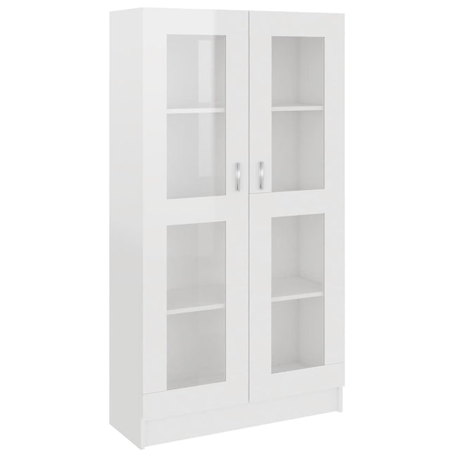 vitrineskab 82,5x30,5x150 cm konstrueret træ hvid højglans