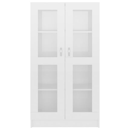 vitrineskab 82,5x30,5x150 cm konstrueret træ hvid højglans