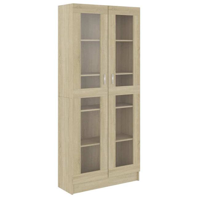 vitrineskab 82,5x30,5x185 cm konstrueret træ sonoma-eg