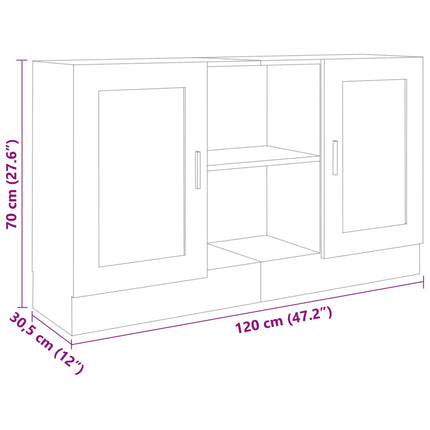 skænk 120x30,5x70 cm konstrueret træ betongrå