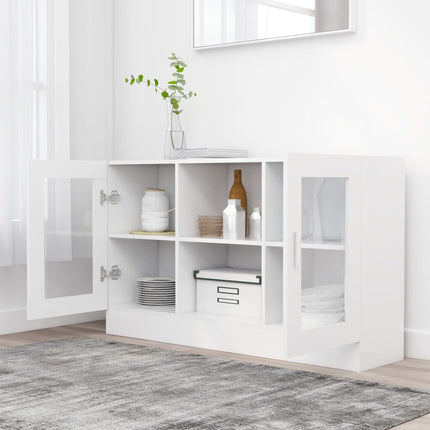 vitrineskab 120x30,5x70 cm konstrueret træ hvid