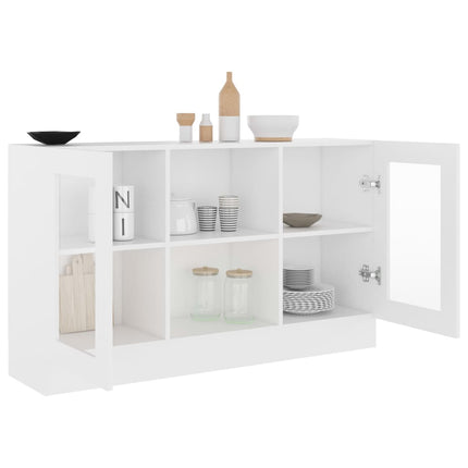 vitrineskab 120x30,5x70 cm konstrueret træ hvid