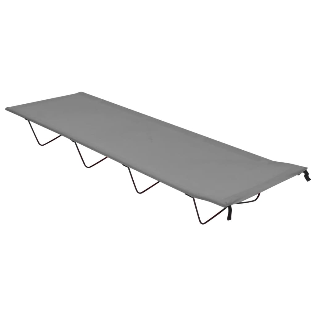 campingseng 180x60x19 cm oxfordstof og stål grå