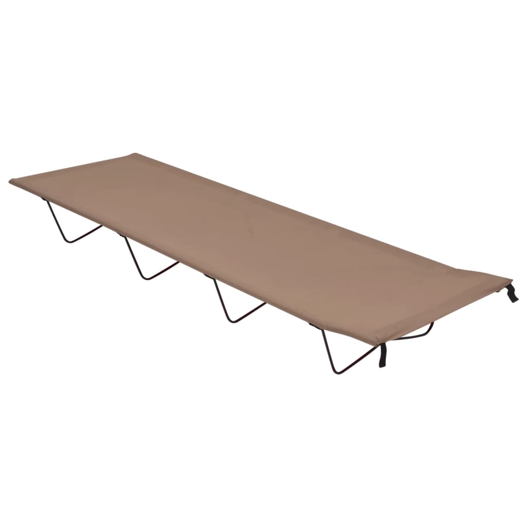 campingseng 180x60x19 cm oxfordstof og stål gråbrun