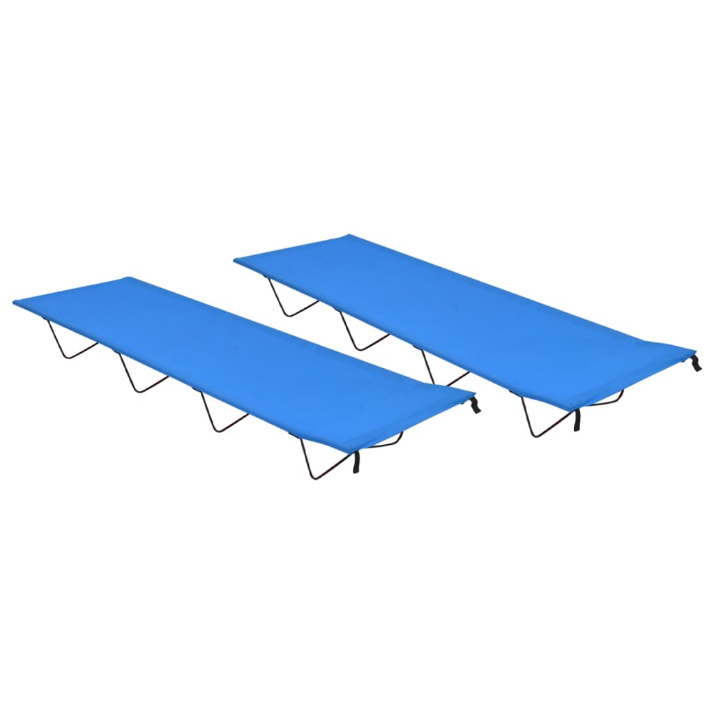 campingsenge 2 stk.180x60x19 cm oxfordstof og stål blå