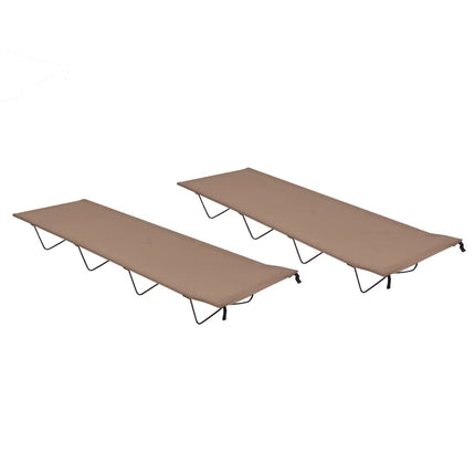 campingsenge 2 stk. 180x60x19 cm oxfordstof og stål gråbrun
