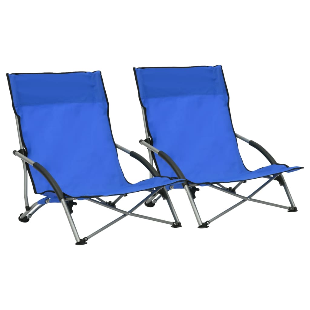 foldbare strandstole 2 stk. stof blå billede