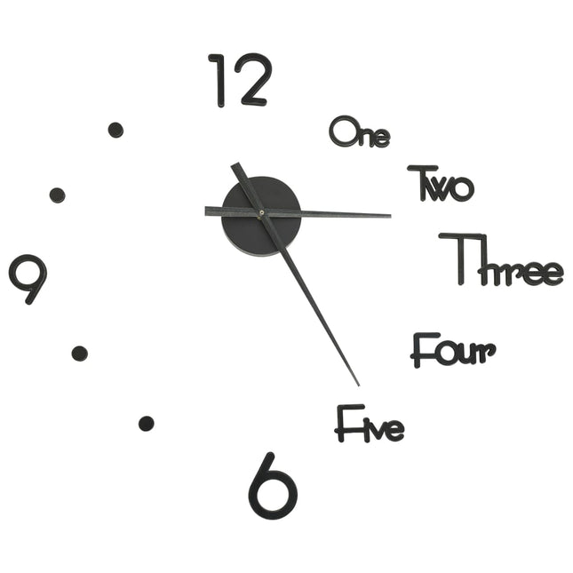 325153 vidaXL 3D Wall Clock Modern Design Black 100 cm XXL