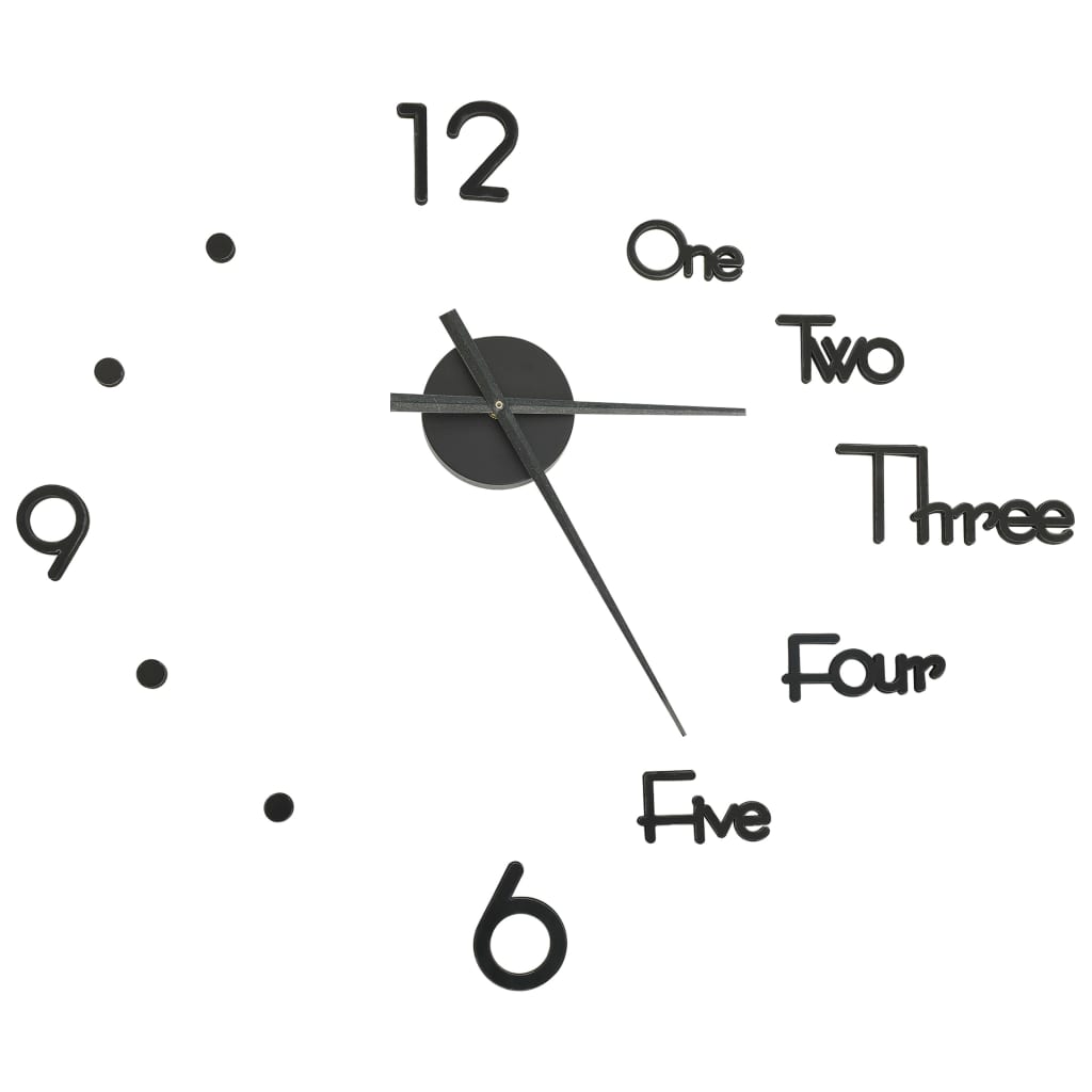 325153 vidaXL 3D Wall Clock Modern Design Black 100 cm XXL