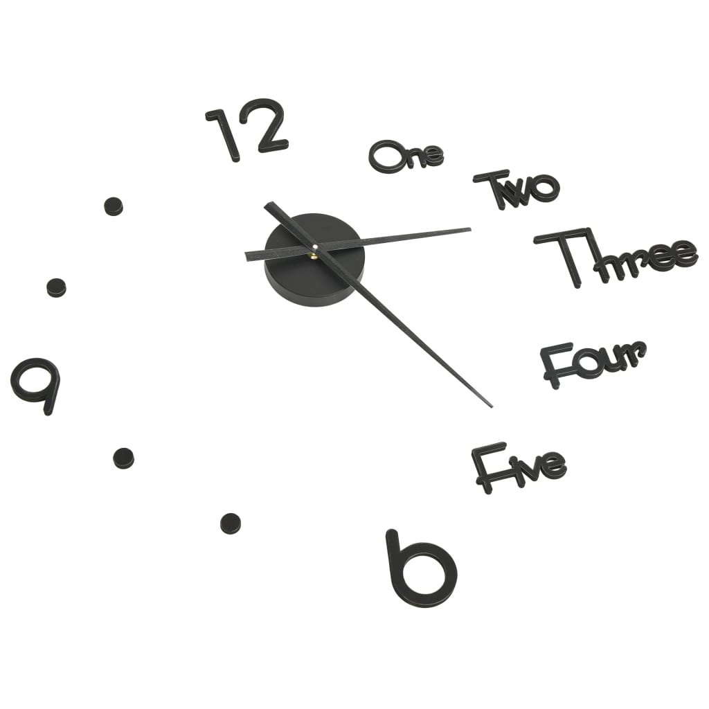 325153 vidaXL 3D Wall Clock Modern Design Black 100 cm XXL