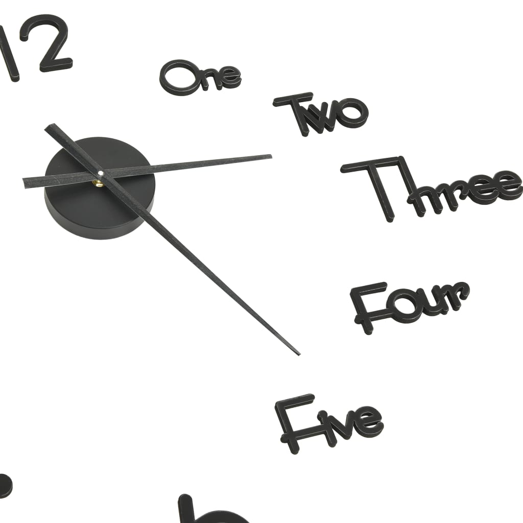 325153 vidaXL 3D Wall Clock Modern Design Black 100 cm XXL