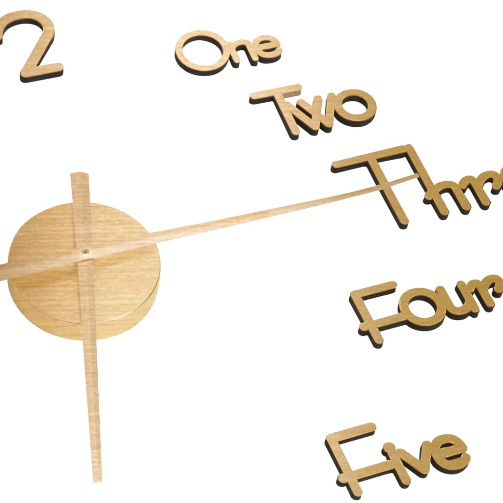 3D-vægur 100 cm moderne design XXL guldfarvet