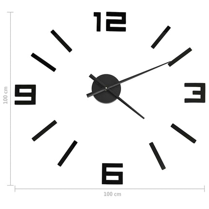 3D-vægur 100 cm moderne design XXL sort