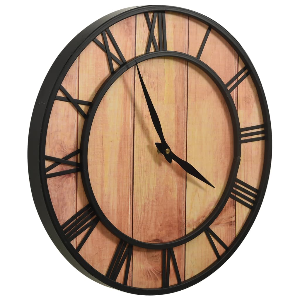 325172 vidaXL Wall Clock 39 cm Brown and Black MDF and Iron