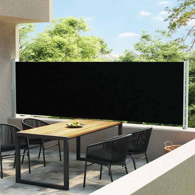 sammenrullelig sidemarkise til terrassen 140x600 cm sort