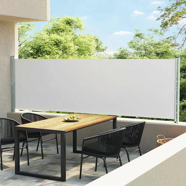sammenrullelig sidemarkise til terrassen 140x600 cm cremefarvet