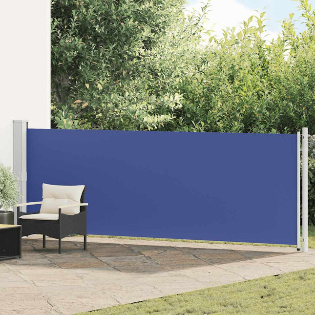 sidemarkise til terrassen 140x600 cm sammenrullelig blå