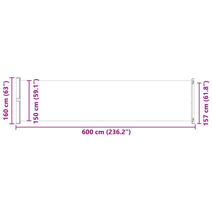 sammenrullelig sidemarkise til terrassen 600x160 cm brun