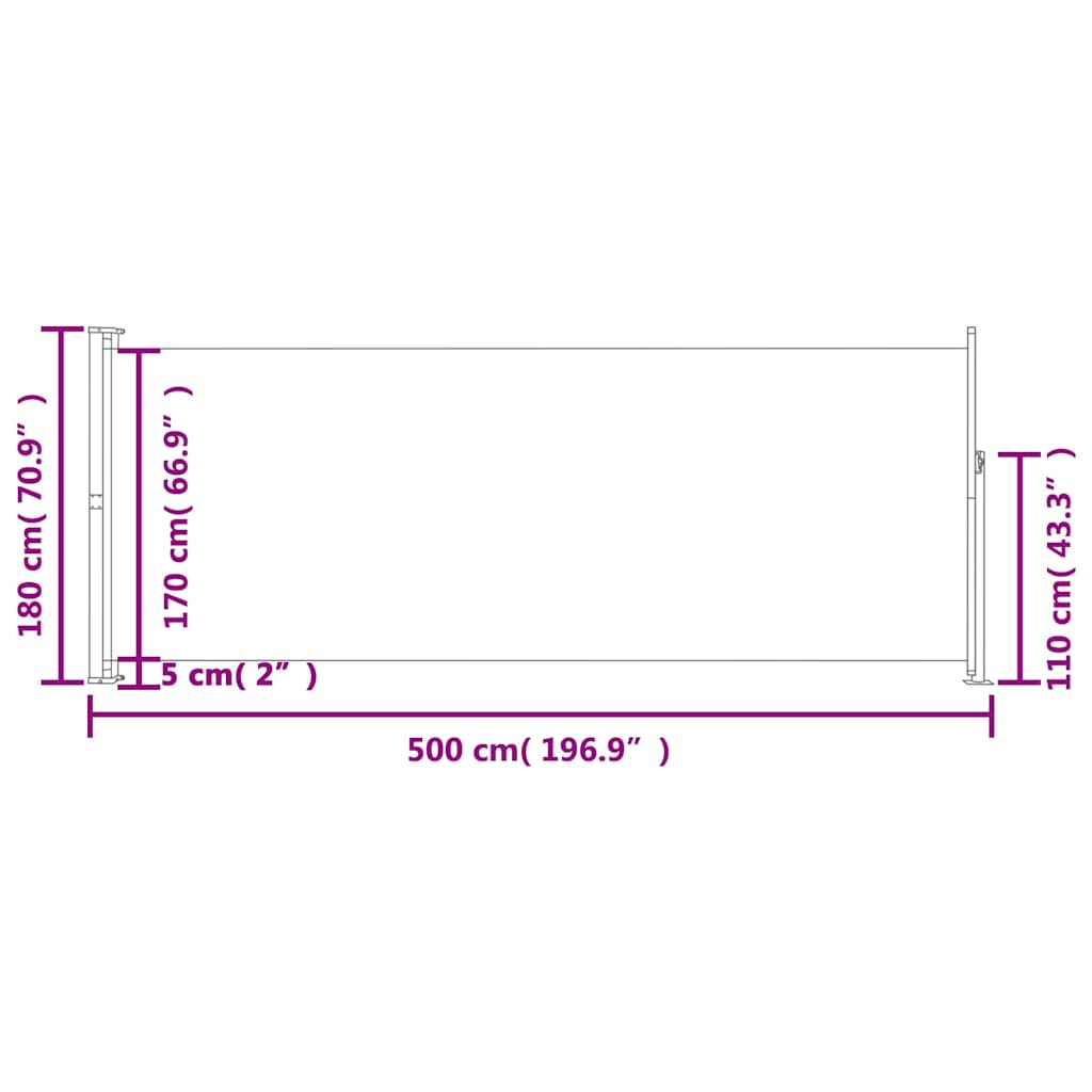 sammenrullelig sidemarkise til terrassen 180x500 cm brun