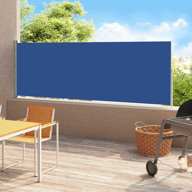 sammenrullelig sidemarkise til terrassen 180x500 cm blå