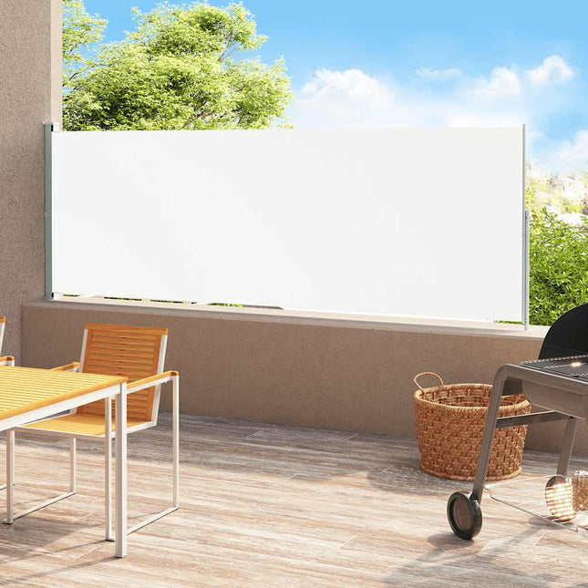 sammenrullelig sidemarkise til terrassen 200x500 cm cremefarvet