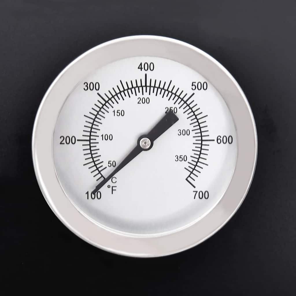 tøndegrill med hjul og hylder 115x85x95 cm stål sort