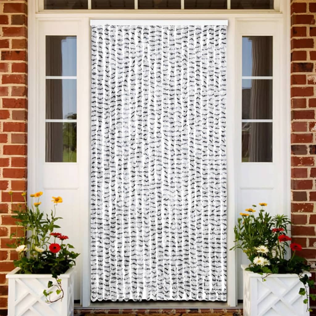 insektgardin 90x220 cm chenille lysegrå og mørkegrå